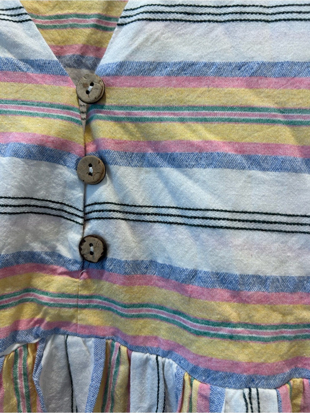 Label of Love XL Striped Tiered Midi Dress Puff Sleeve Coastal Boho - Picture 4 of 13